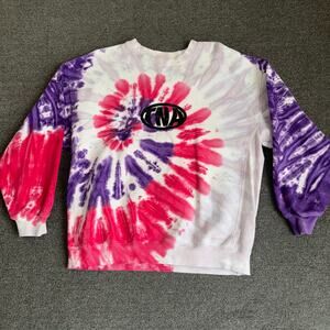 Aritzia TNA Cozy AF Crewneck Fleece Tye Dyed Sweatshirt Size 2 Pink/Purple White